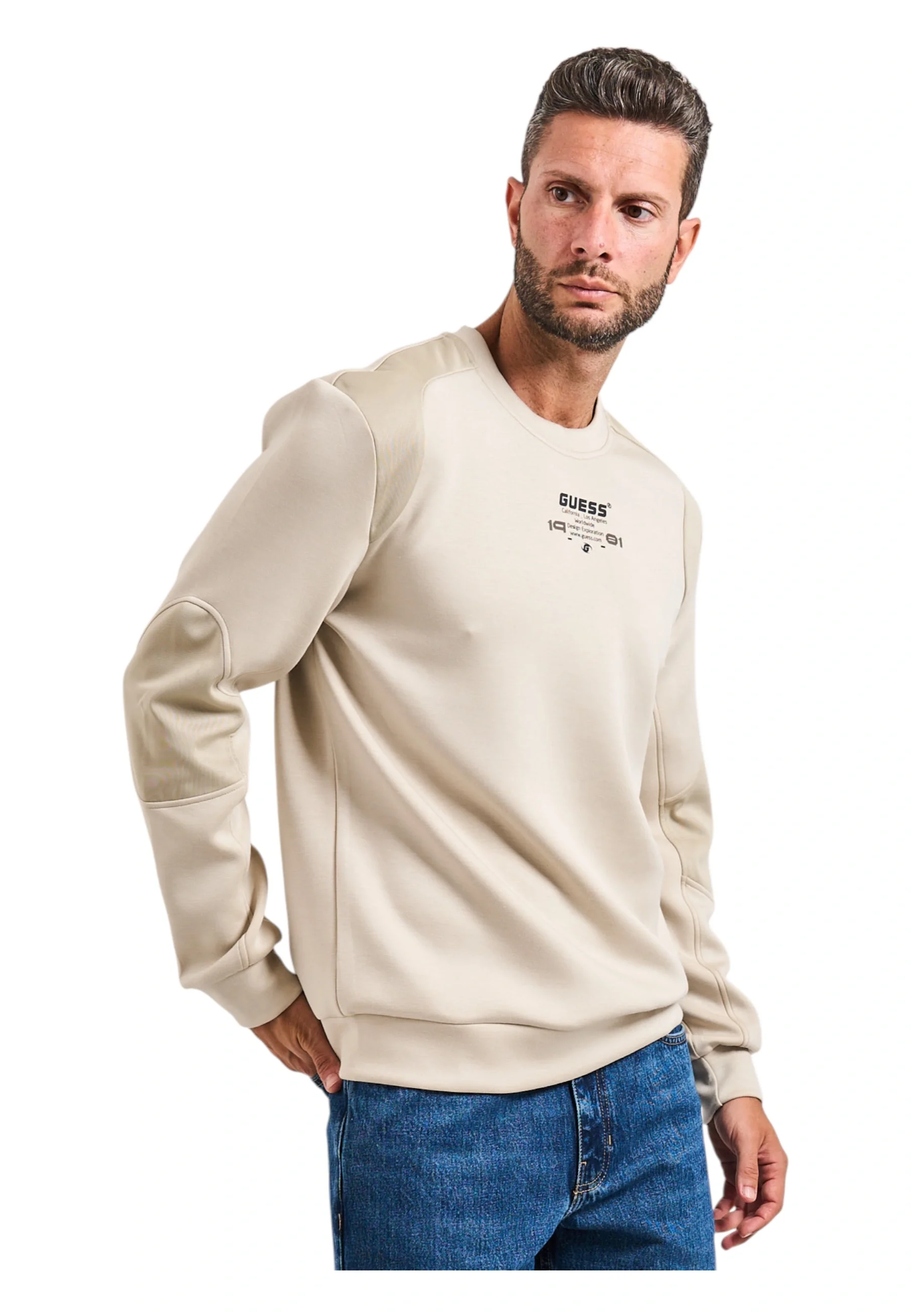 Guess Ryota Erkek Bej Aktif Scuba Sweatshirt Z5BQ00KCNS2-G9D0