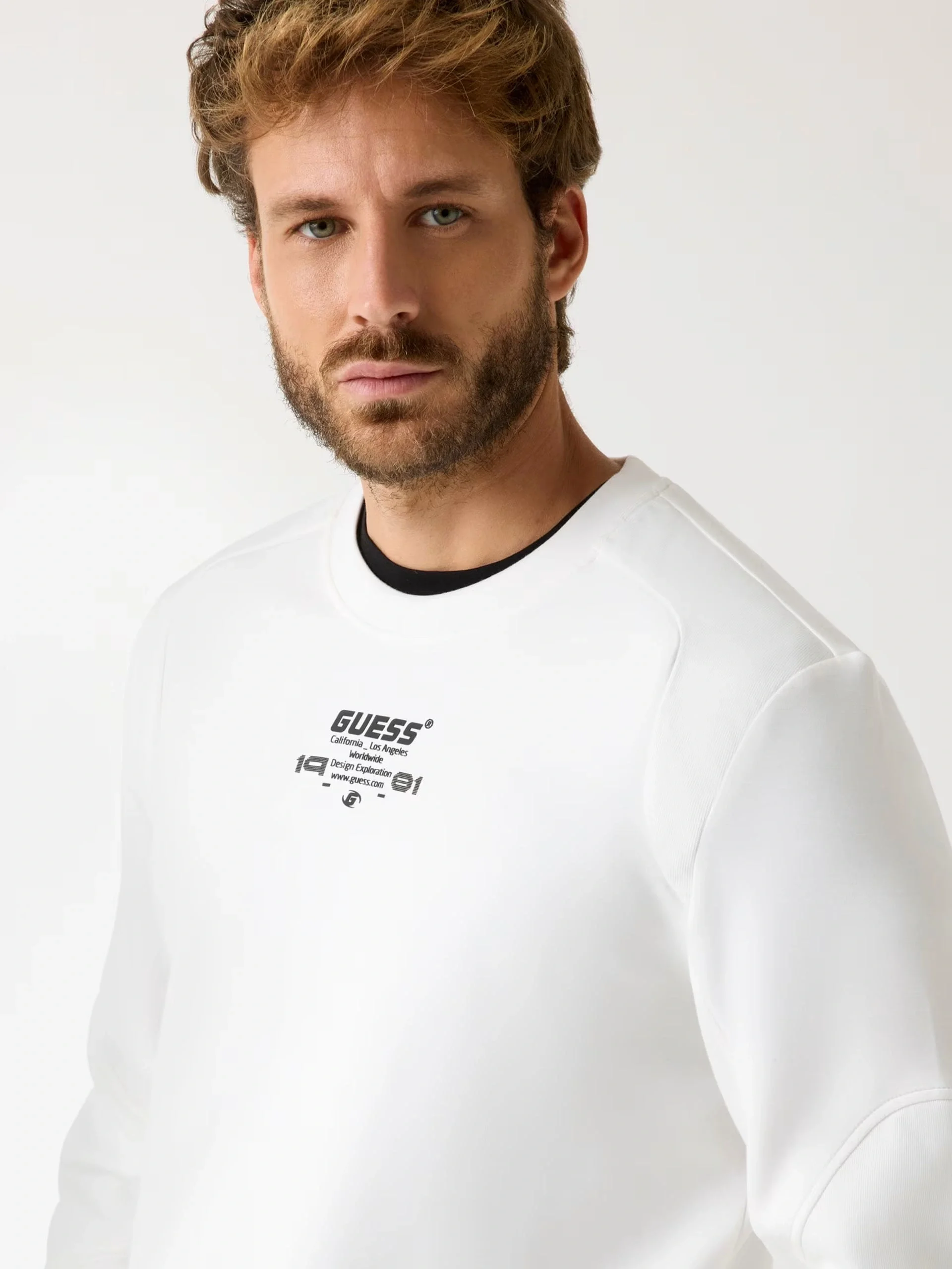 Guess Ryota Erkek Beyaz Aktif Scuba Sweatshirt Z5BQ00KCNS2-G018