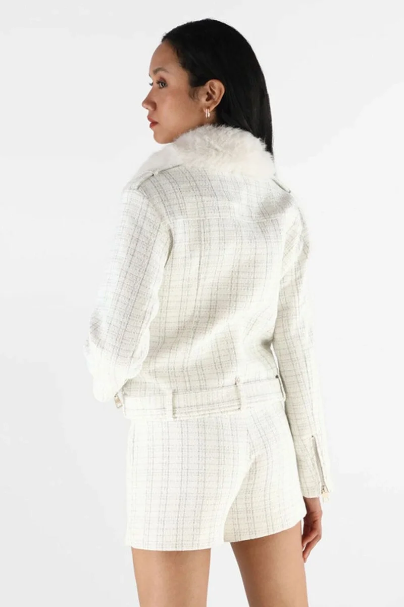 Guess Sandra Kadın Beyaz Biker Ceket W5BL16W2382-F0YK