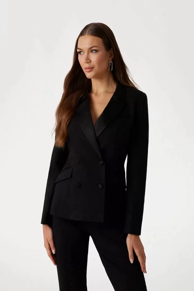 Guess SHIMMY BLAZER Kadın Siyah Blazer Ceket 5RGN096304A-JBLK