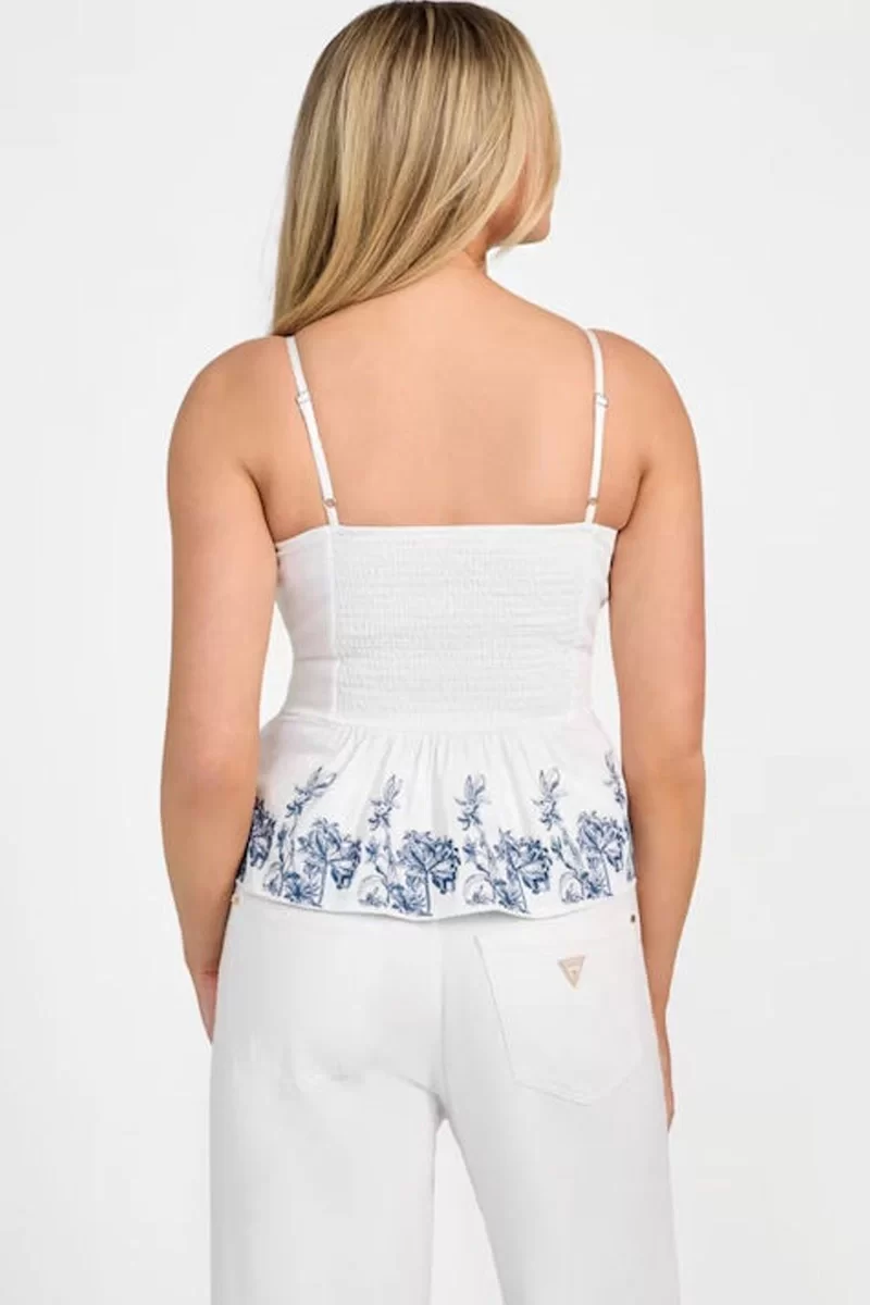 Guess SL BLANCHE PLACE EMBRO TOP Kadın Beyaz Bluz W5GH1AWH580-G011