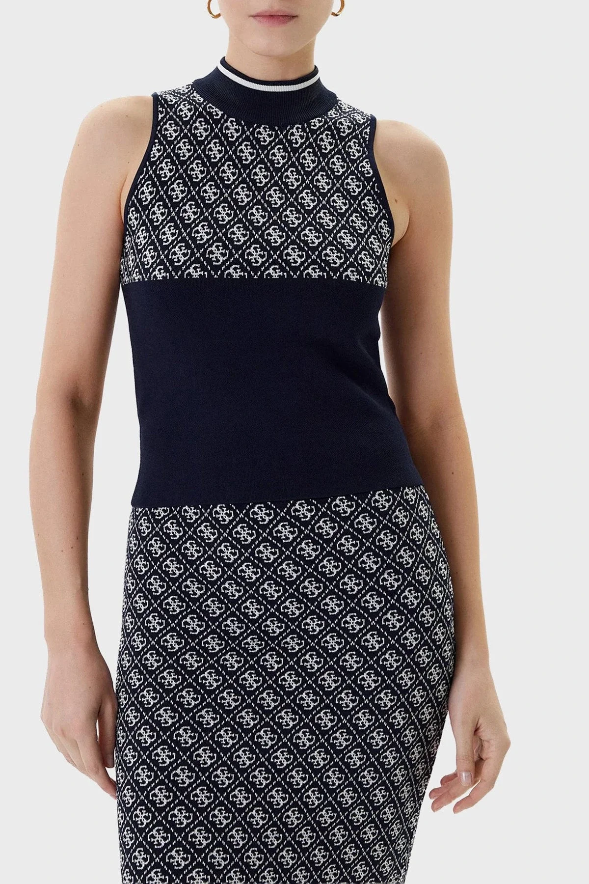 Guess Sl Rn Lise Kadın Mavi Triko Top W3YR26Z37K0-FBCF
