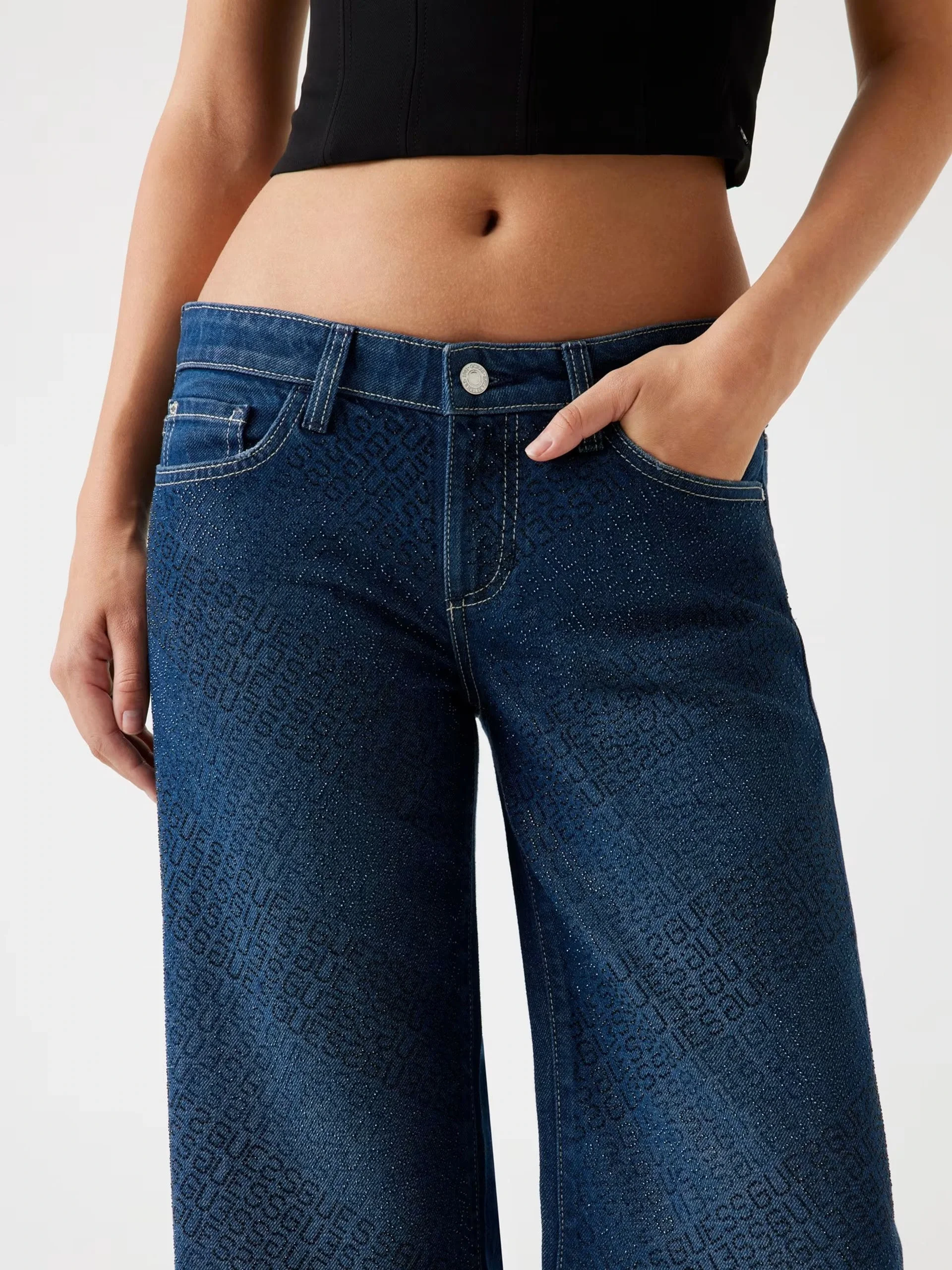 Guess Slouchy Kadın Lacivert Regular Fit Jean W5BA1DD0741-CSSN