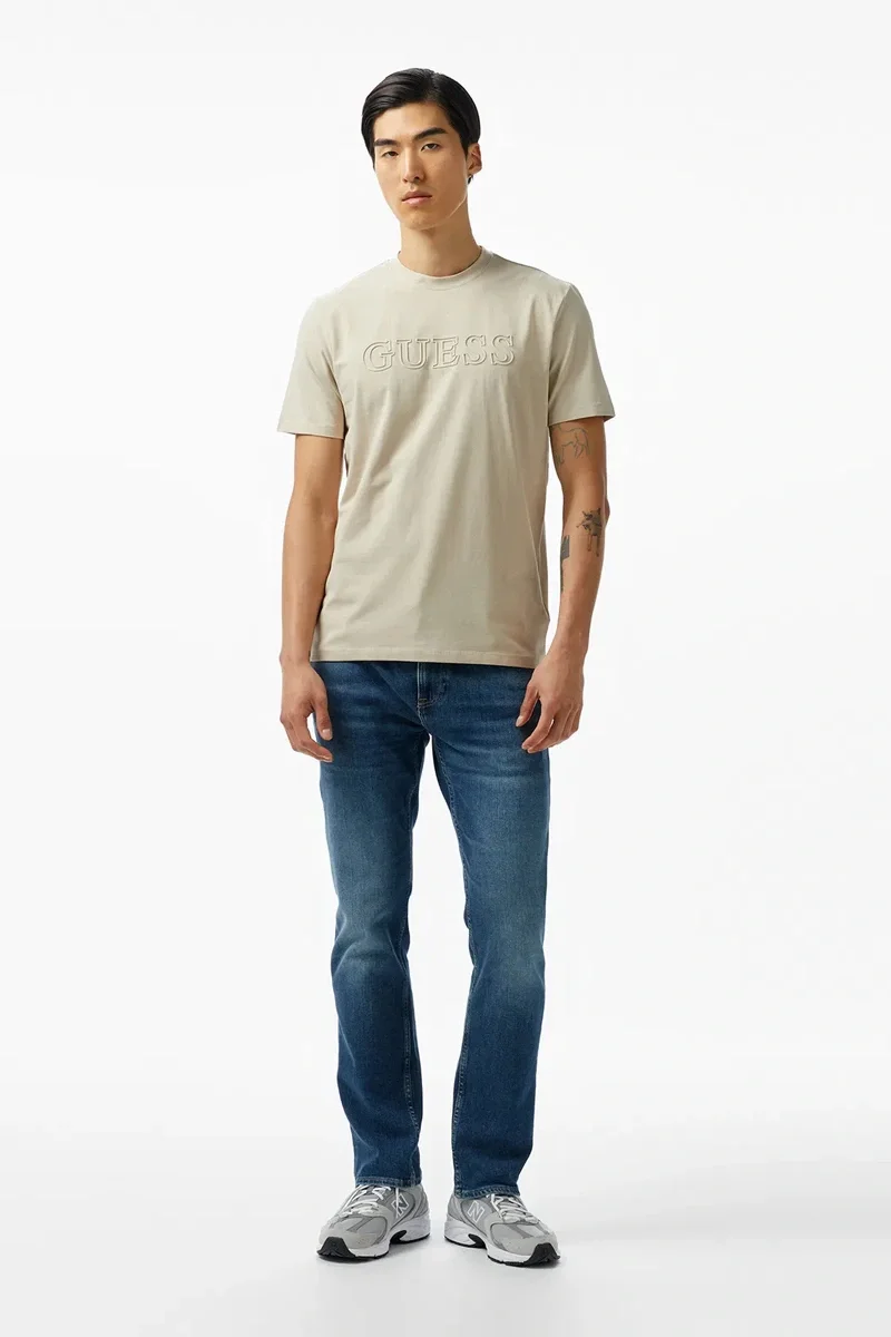 Guess Alphy Erkek Bej Aktif Regular Fit T-Shirt Z2YI11J1314-G9D0