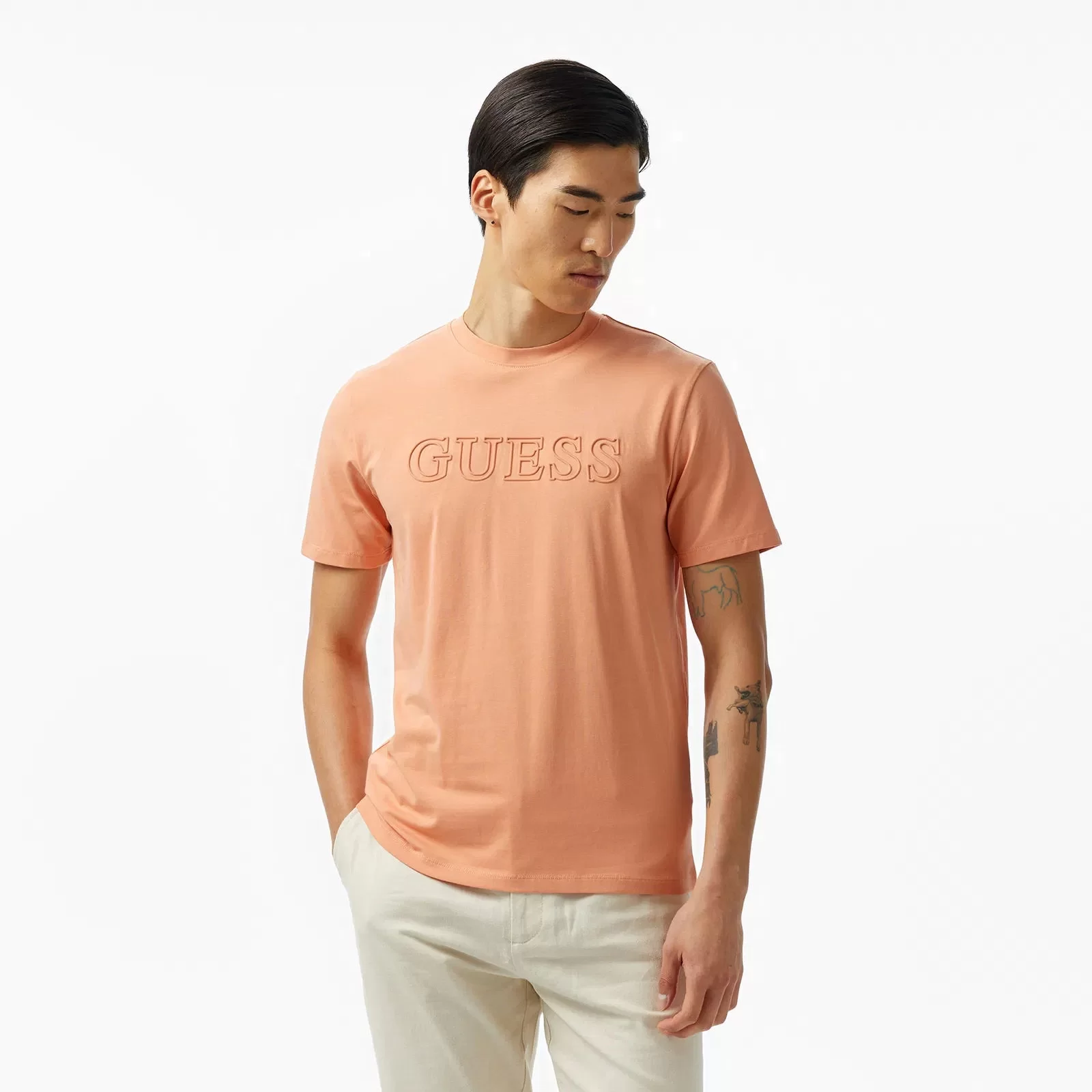 Guess SS ALPHY T-SHIRT Erkek Beyaz T-shirt Z2YI11J1314-G3I1