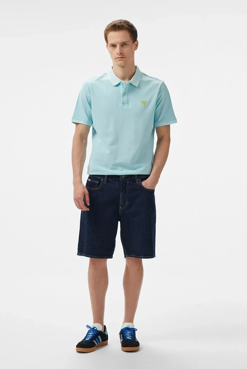 Guess SS BASIC GD POLO Erkek Mavi T-shirt F5GP00K9WF1-A739