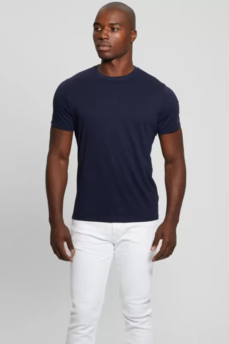 Guess SS GUESS EMB PIMA CREW Erkek Lacivert T-shirt M4GP39K7HD0-G7V2