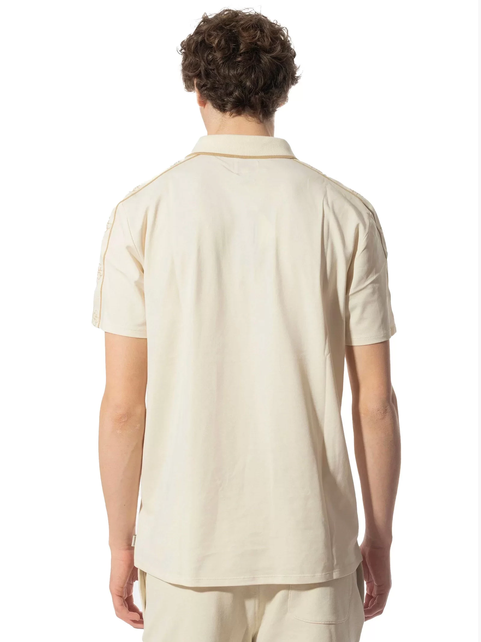Guess SS GUESS QUATTRO G TAPE POLO Erkek Bej T-shirt M4YP40KARS0-G1V7