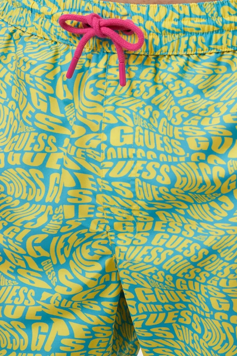 Guess SWIMTRUNK MEDIUM DISTORTED 100 Erkek Mavi Şort F5GT04WG2D2-P7VR