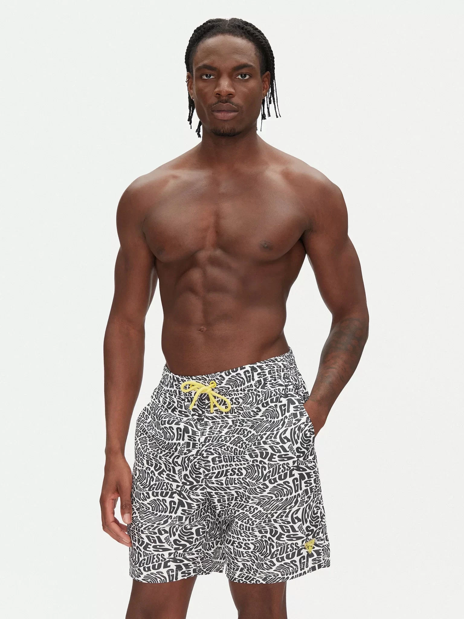 Guess SWIMTRUNK MEDIUM DISTORTED 100 Erkek Siyah Mayo F5GT04WG2D2-PJ0V