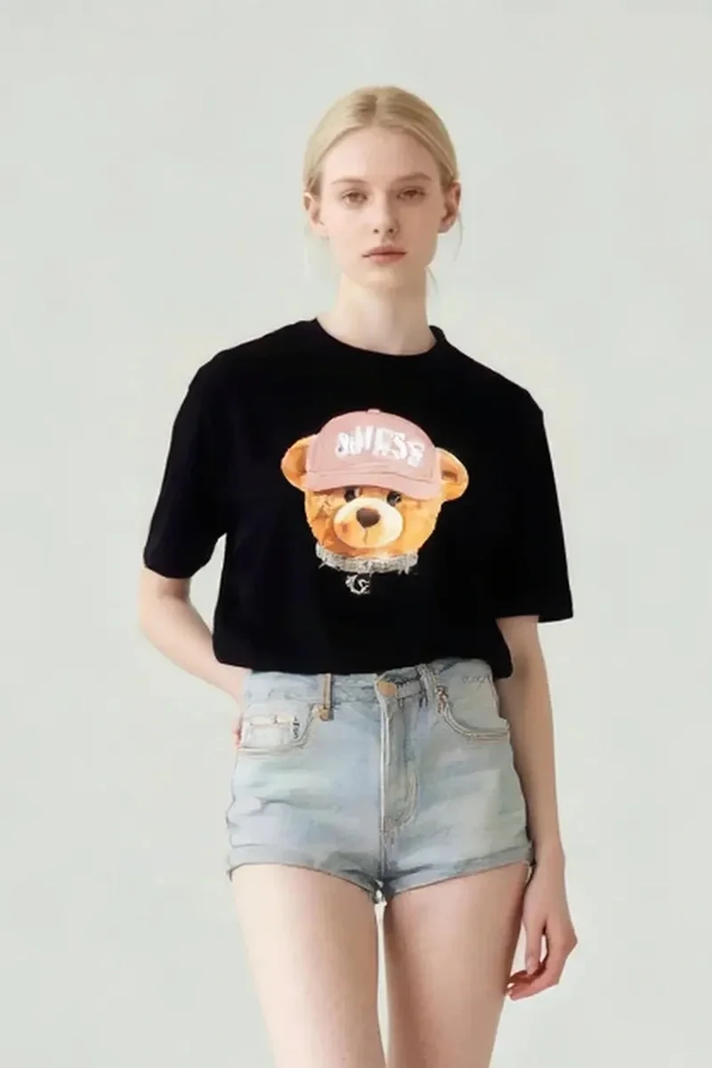 Guess Teddy Kadın Siyah Aktif Regular Fit T-Shirt V5BI09I3Z14-JBLK