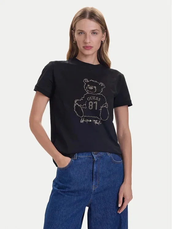 Guess Unique Kadın Siyah Aktif Regular Fit T-Shirt V5BI16K8FQ4-JBLK