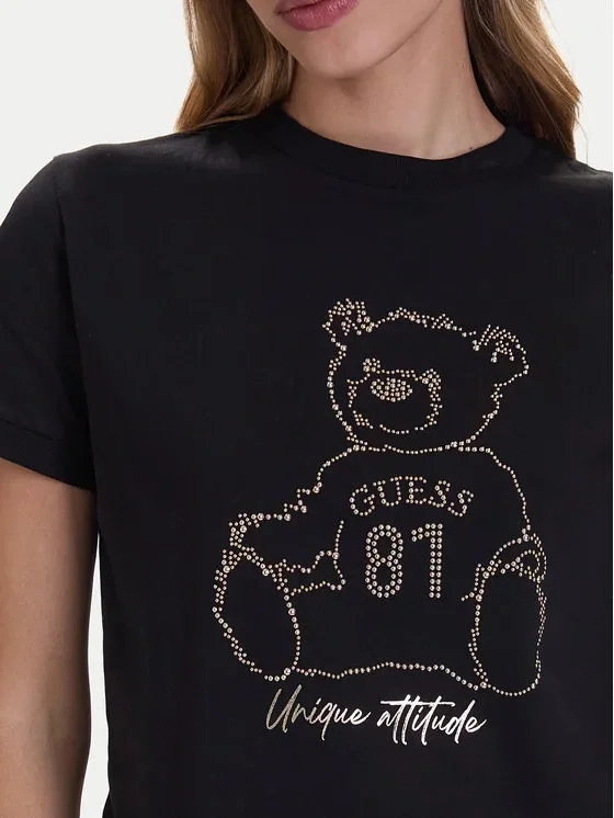 Guess Unique Kadın Siyah Aktif Regular Fit T-Shirt V5BI16K8FQ4-JBLK