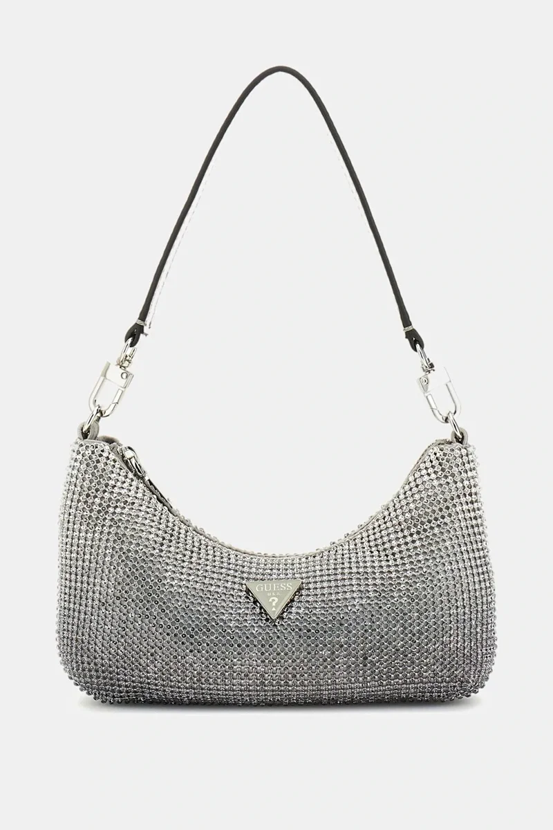 Guess ZALINA MINI TOP ZIP SHLDR BAG Kadın Gri Omuz Çantası HWOY9350720-SIL