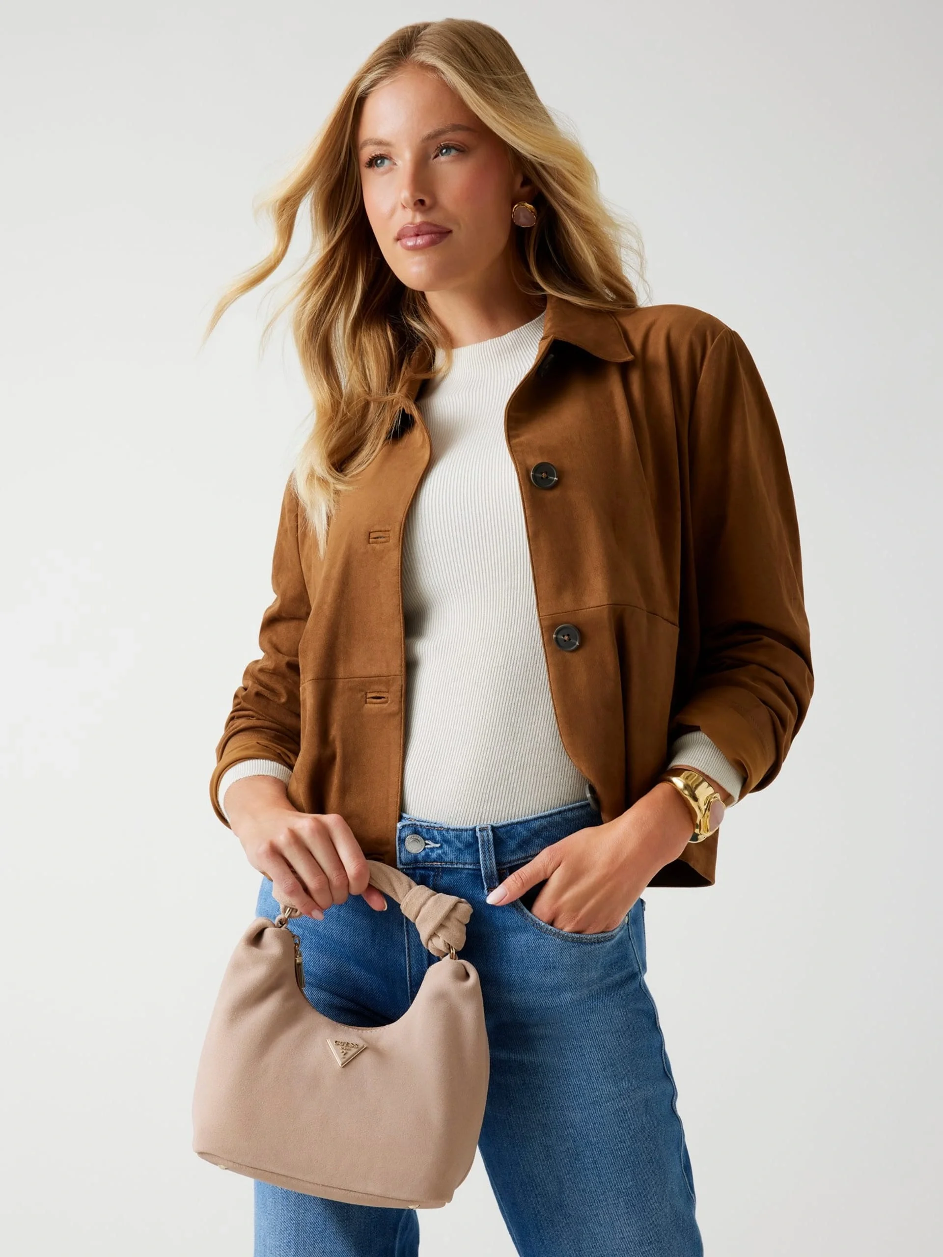 Guess Zamira Kadın Krem Deri Omuz Çantası HWSG9660010-SIT