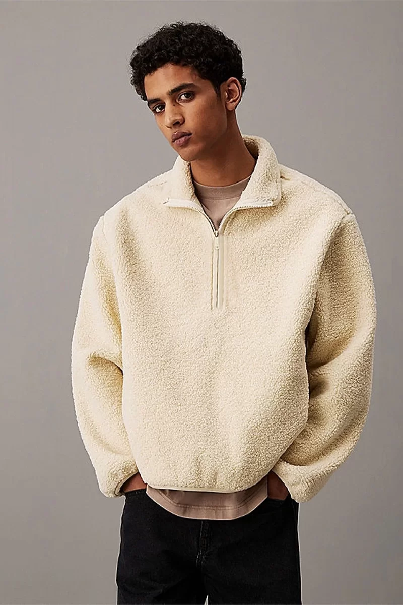 CK Jeans HALF ZIP SHERPA Erkek BEJ Ceket J30J326679-ACX
