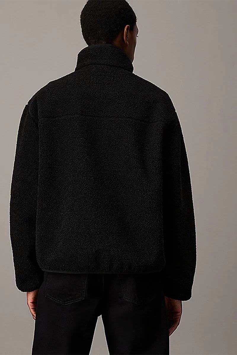 CK Jeans HALF ZIP SHERPA Erkek SİYAH Sweatshirt J30J326679-BEH