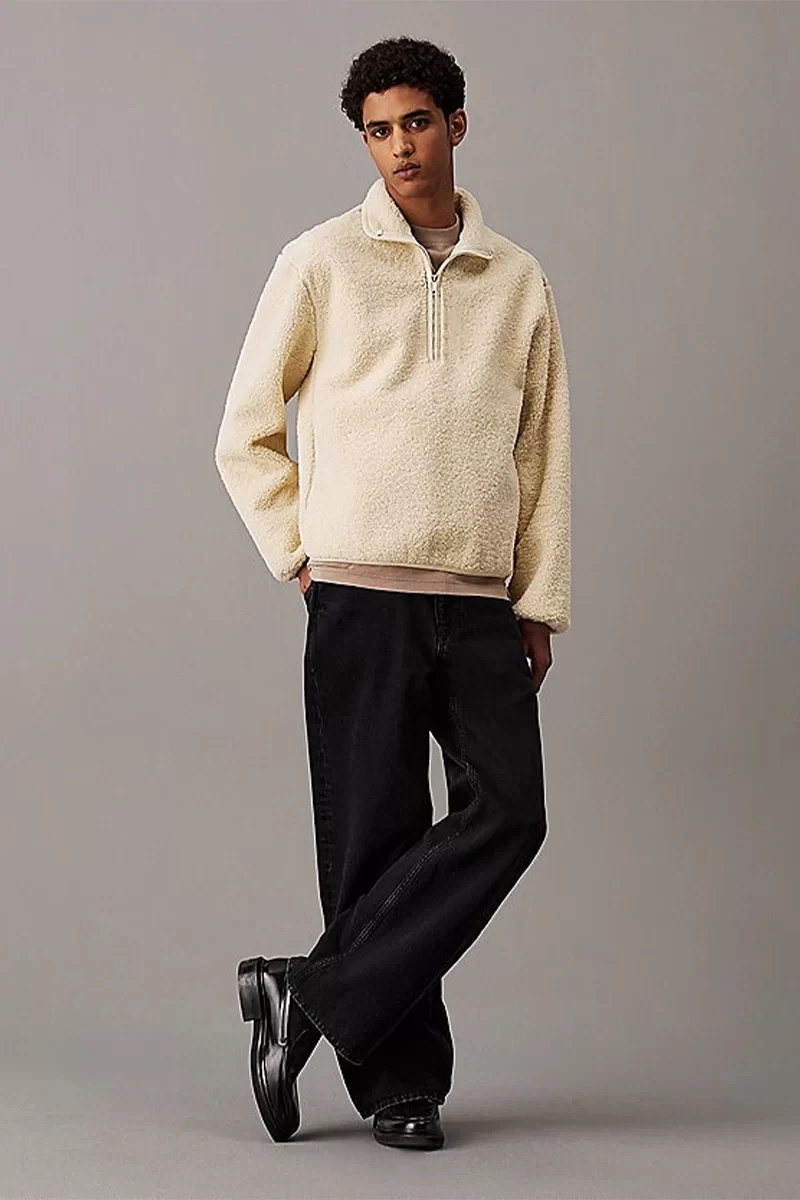 CK Jeans HALF ZIP SHERPA Erkek BEJ Ceket J30J326679-ACX