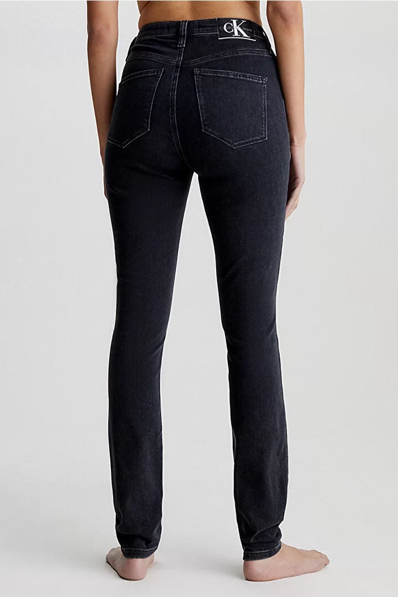 Calvin Klein Kadın Yüksek Belli Dar Denim Siyah Kot Pantolon