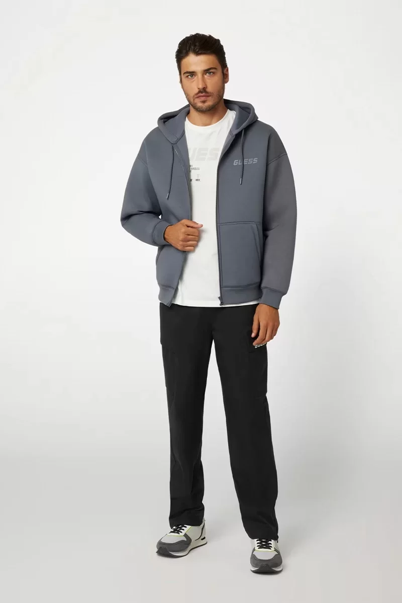 Guess IMAI HOODIE ZIPPED S Erkek Gri Ceket Z4BQ08FL044-G9D2