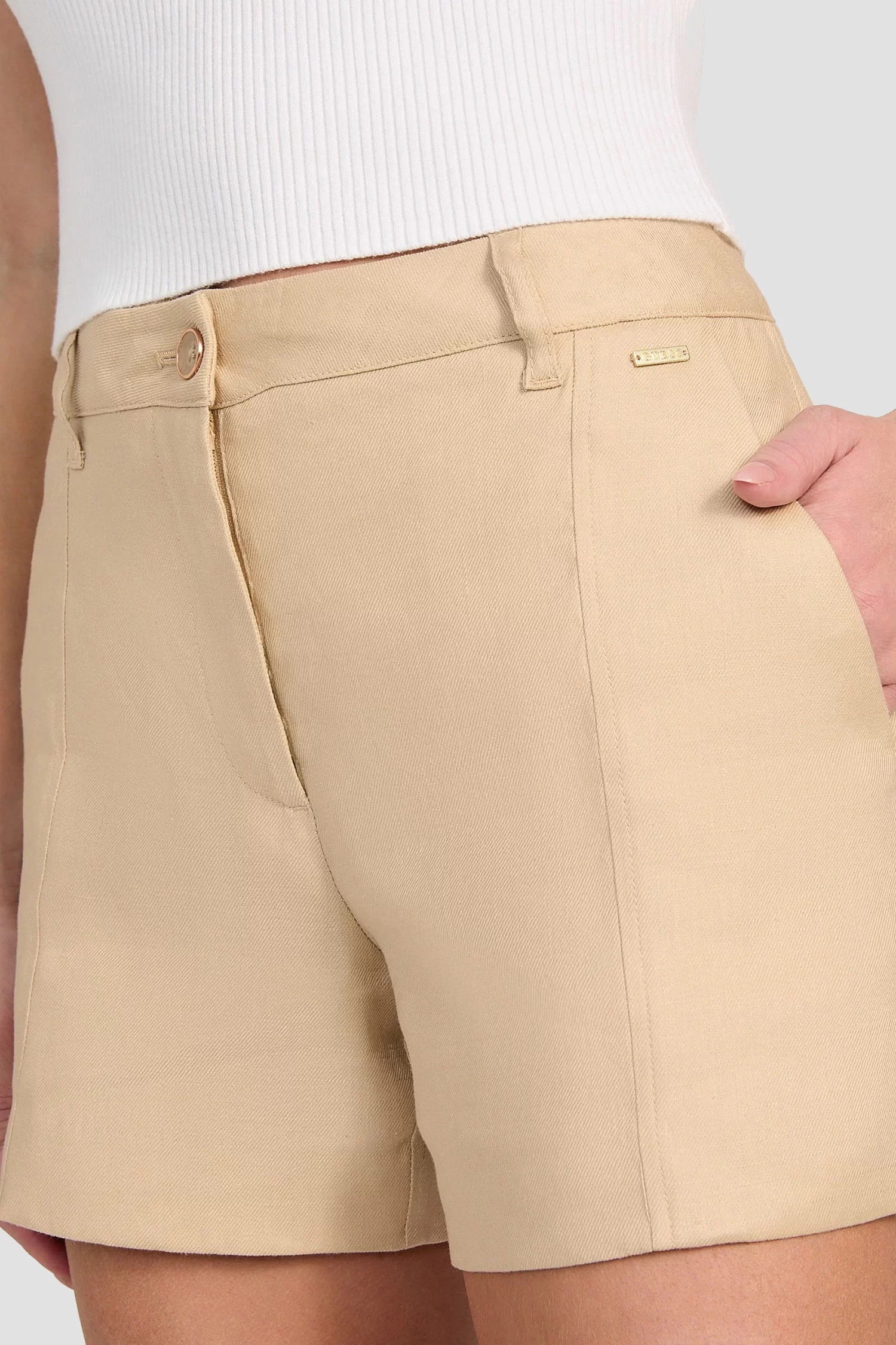 Guess Isabeau Lının Short Kadın Kahverengi Şort W5GD1WWH5L2-G1L7
