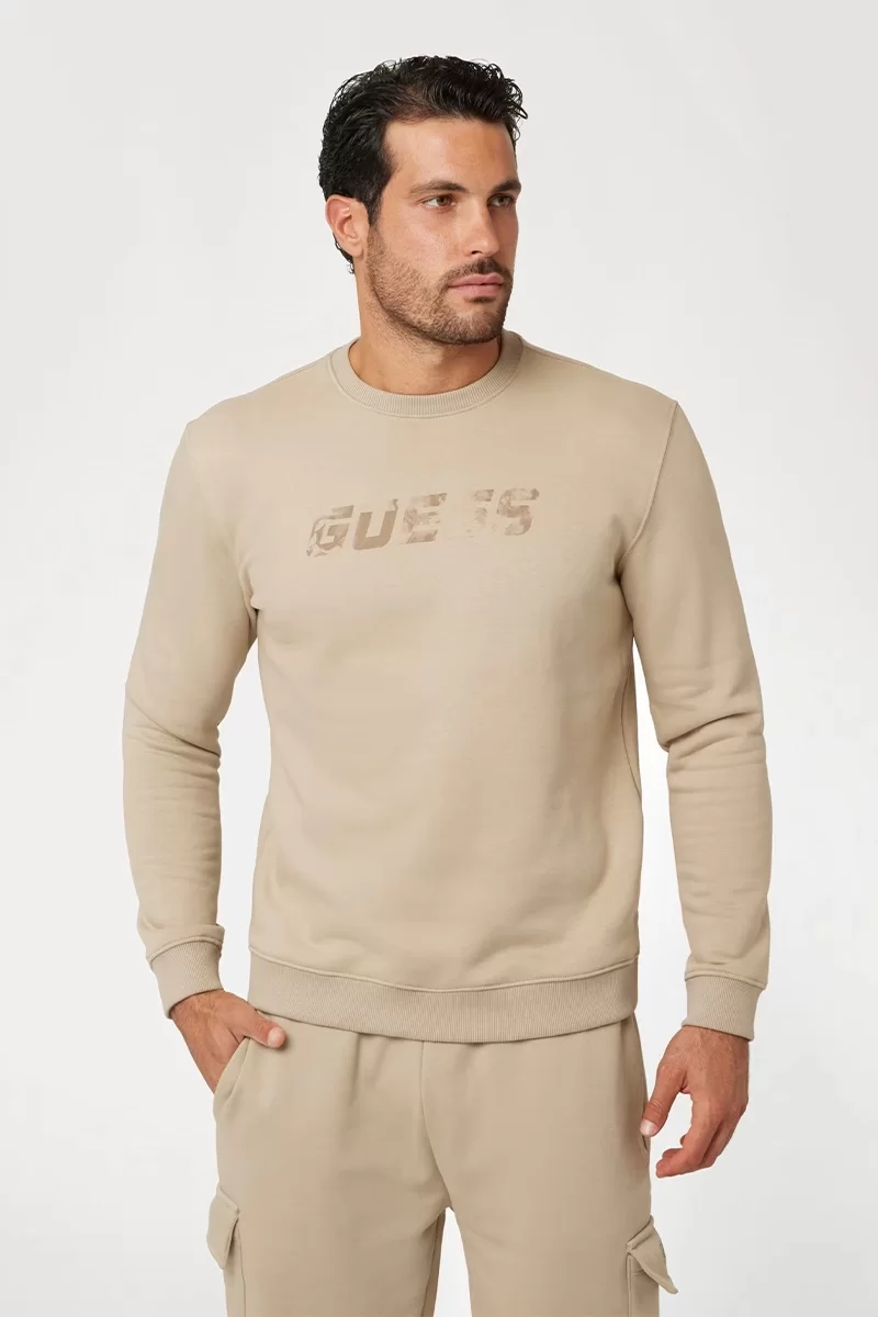 Guess KEID CN SWEATSHIRT Erkek Bej Sweatshirt Z4BQ18KCEA0-G1CA