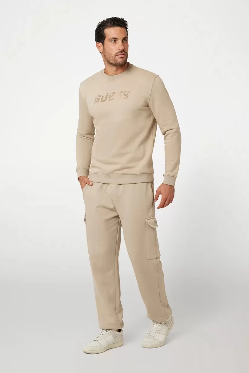 Guess KEID CN SWEATSHIRT Erkek Bej Sweatshirt Z4BQ18KCEA0-G1CA