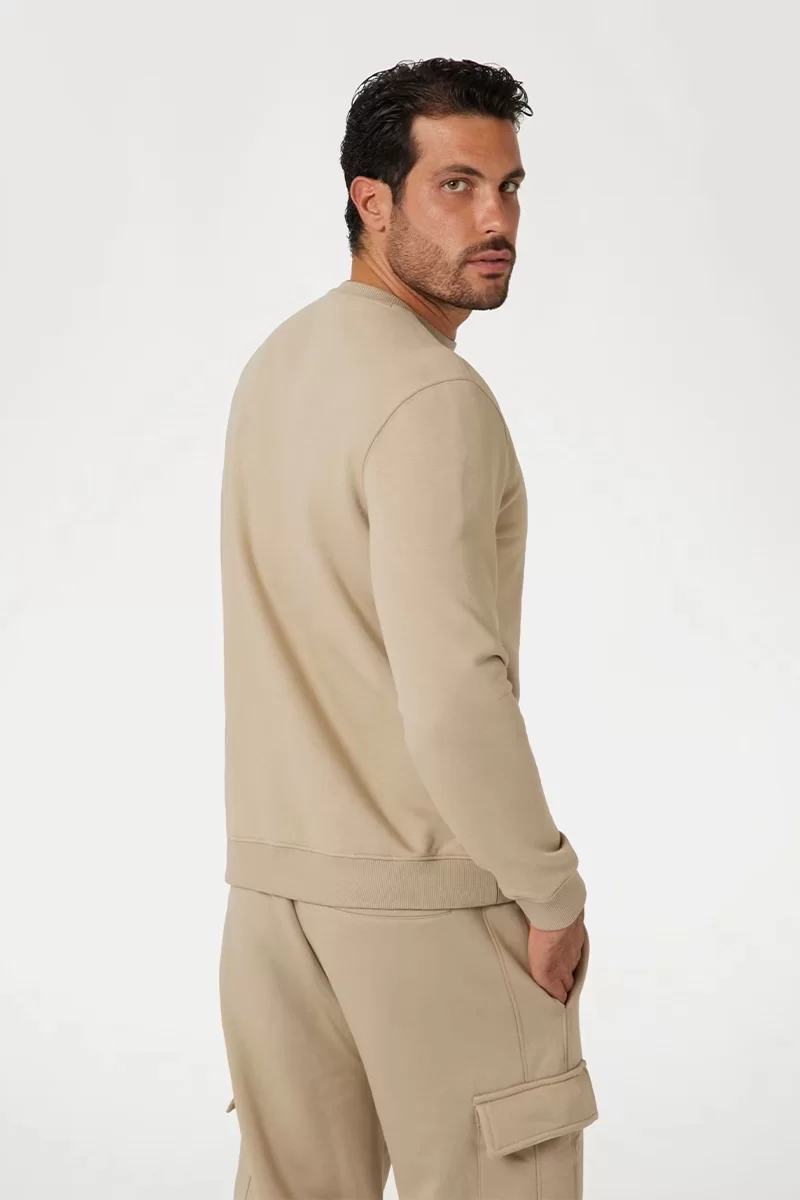 Guess KEID CN SWEATSHIRT Erkek Bej Sweatshirt Z4BQ18KCEA0-G1CA