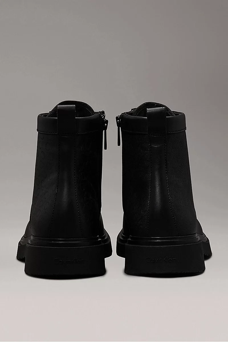 Calvin Klein LACE UP BOOT W/ ZIP MONO Erkek Siyah Bot HM0HM01580-0GR