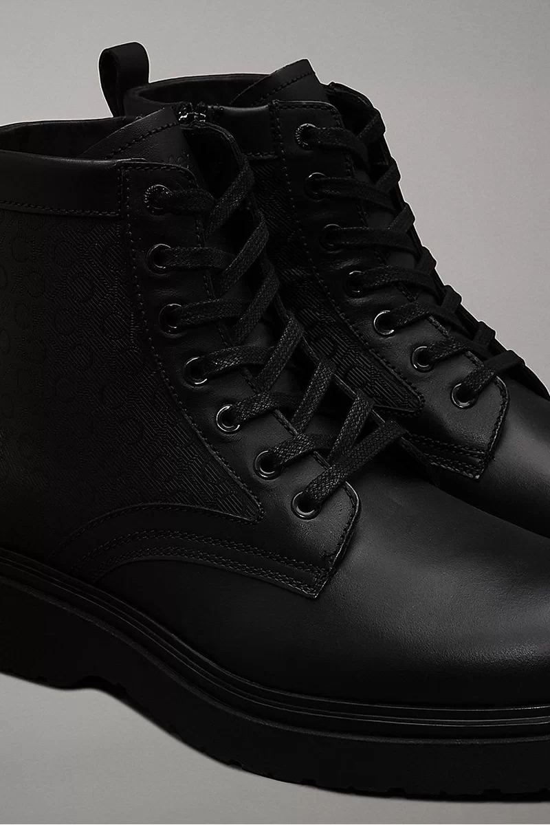 Calvin Klein LACE UP BOOT W/ ZIP MONO Erkek Siyah Bot HM0HM01580-0GR
