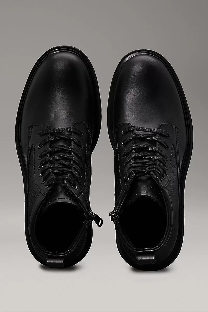 Calvin Klein LACE UP BOOT W/ ZIP MONO Erkek Siyah Bot HM0HM01580-0GR