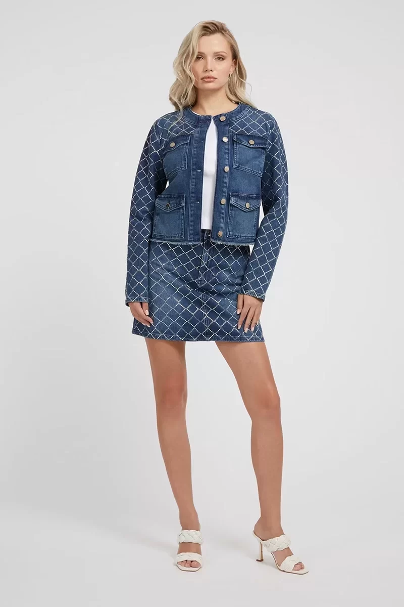 Guess LARISSA JACKET Kadın Mavi Ceket W3YN54D55H1-BNGO