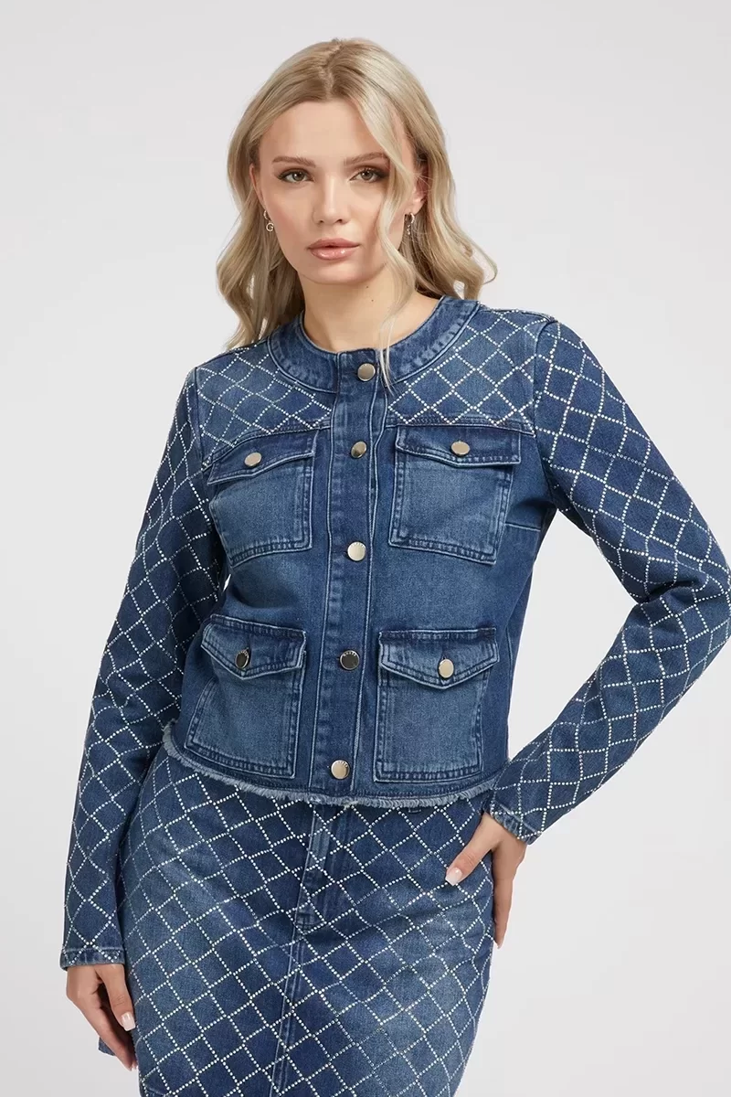 Guess LARISSA JACKET Kadın Mavi Ceket W3YN54D55H1-BNGO