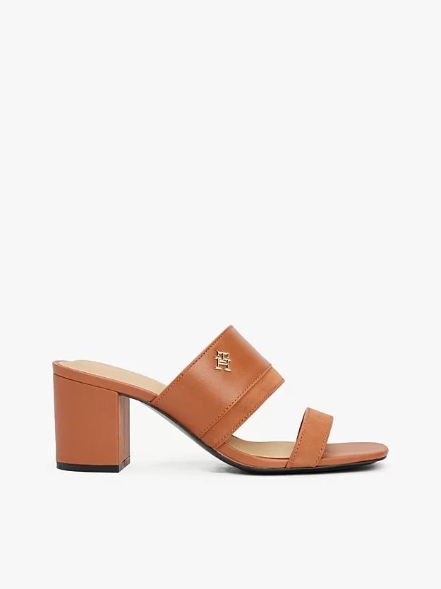 Tommy Hilfiger LEATHER & SUEDE BLOCK HEEL MULE Kadın Terlik FW0FW08530GPA