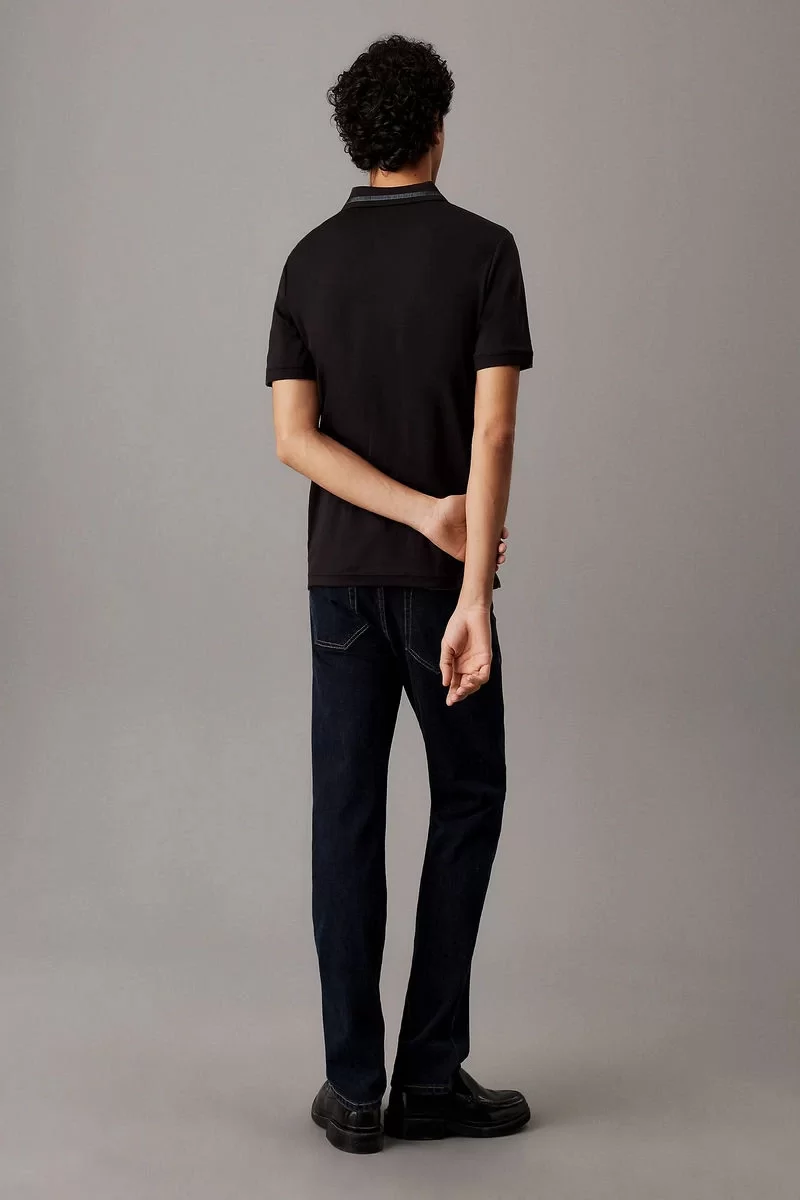 Calvin Klein Erkek Siyah Şerit Detaylı Polo Yaka T-shirt