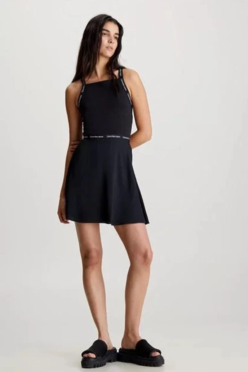 Calvin Klein LOGO ELASTIC SKIRT Kadın Siyah Etek J20J223143-BEH