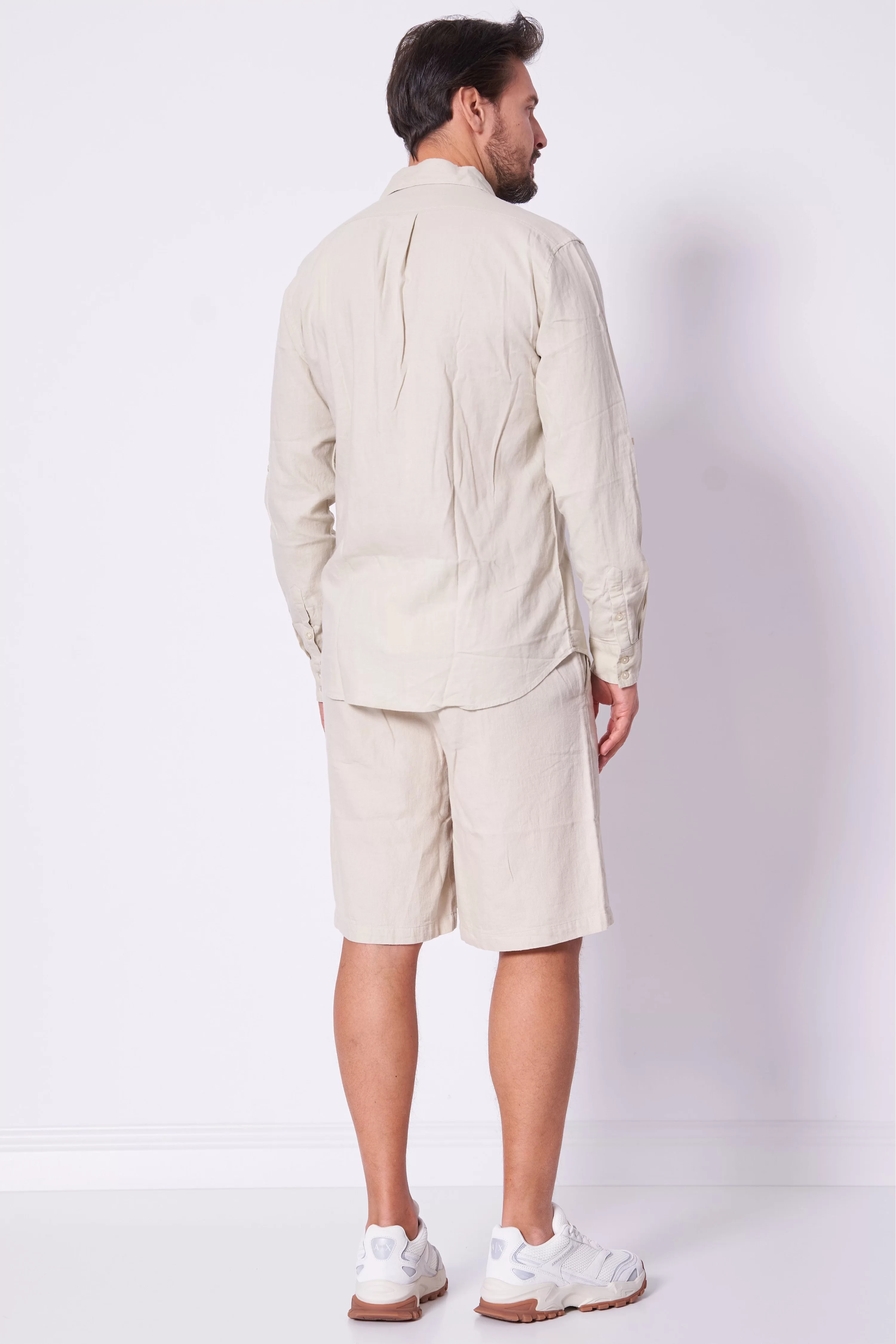 Guess LS ROLL-UP SHIRT Erkek Bej Gömlek F4GH00WG3L0-G993