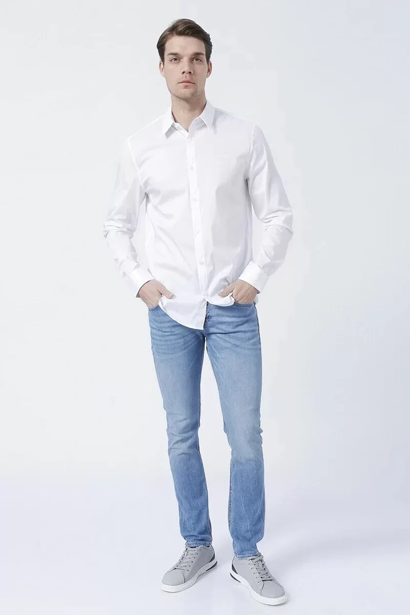 Guess LS SUNSET SHIRT Erkek Beyaz Gömlek M1YH20W7ZK1-G011