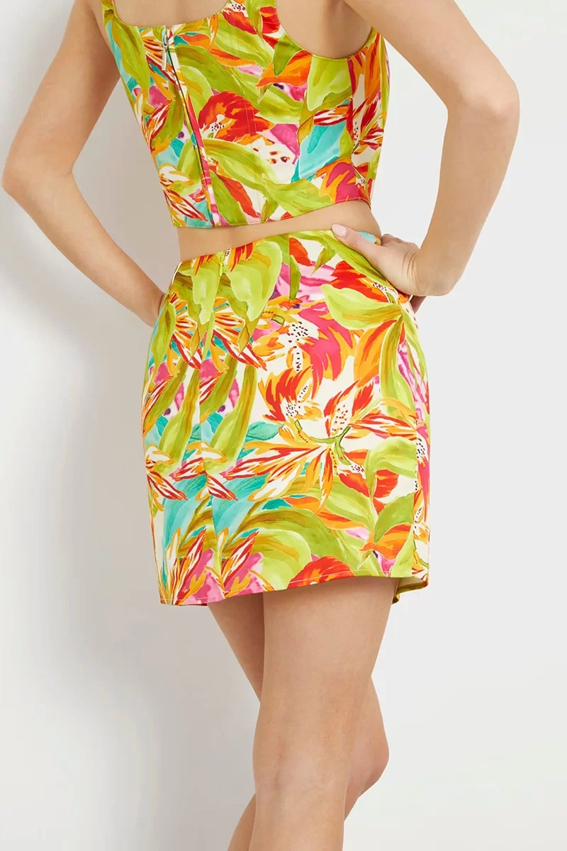 Guess MARINA SATIN SKORT Kadın Çok Renkli Etek W4YD0YWDEE2-P8CA
