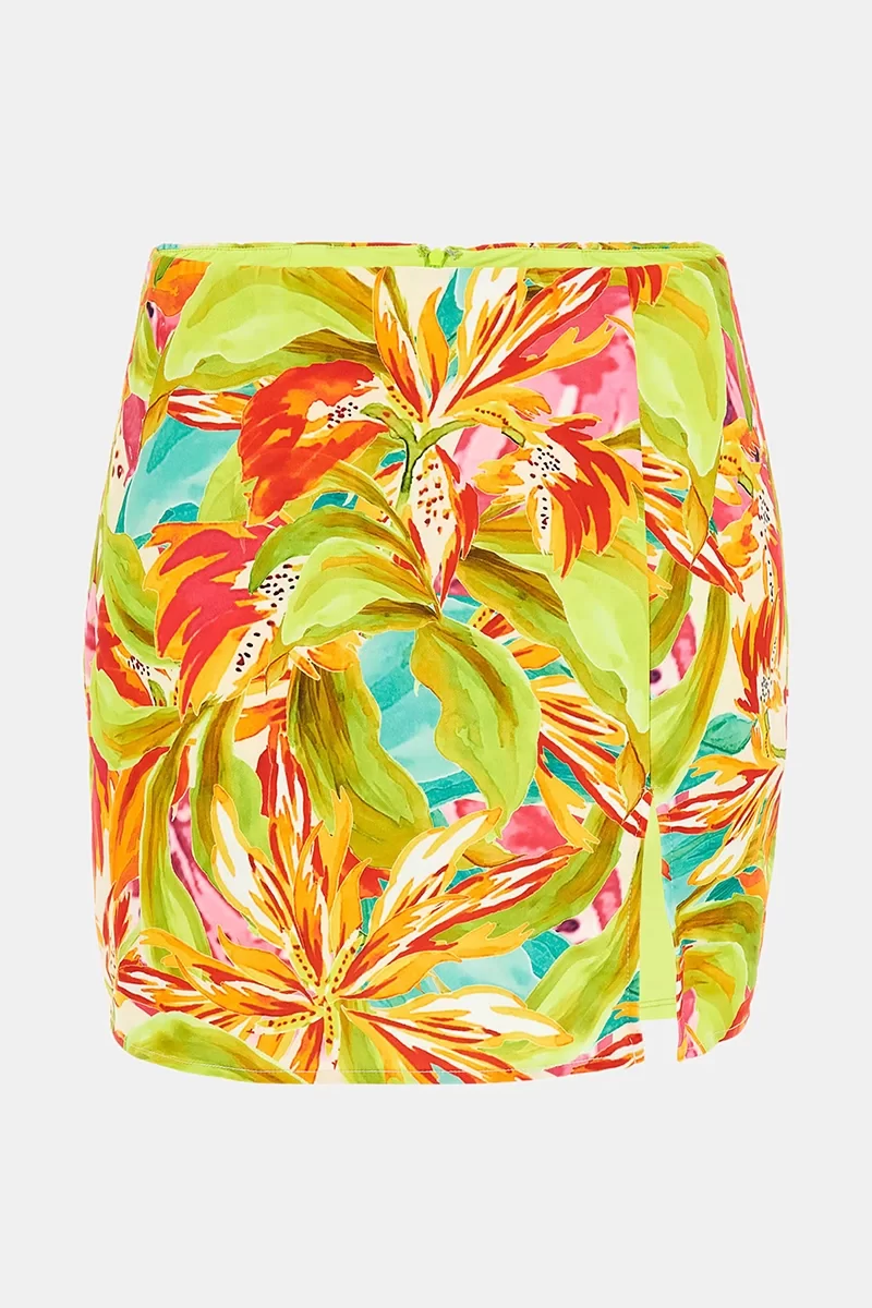 Guess MARINA SATIN SKORT Kadın Çok Renkli Etek W4YD0YWDEE2-P8CA