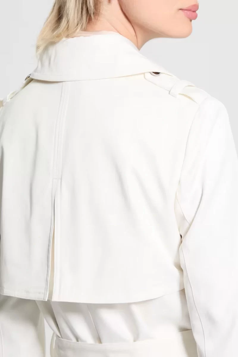 Guess Maya Unstructured Trench Kadın Beyaz Trençkot W5RL15WGYM2-G012