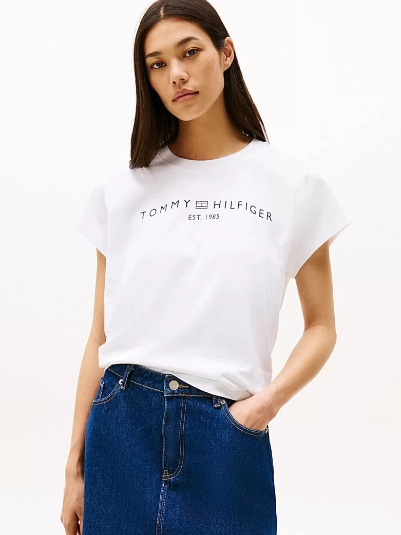 Tommy Hilfiger MDRN CAP SLV CORP LOGO TEE Kadın  T-shirt WW0WW46113YCF