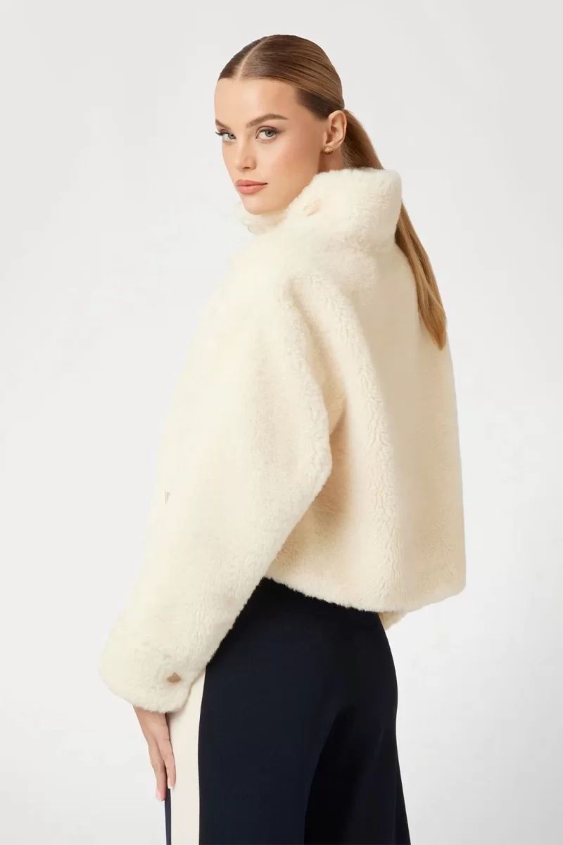 Guess MIDGE SHERPA ANORAK Kadın Krem Sweatshirt V4BL05KCIP0-G1Z3