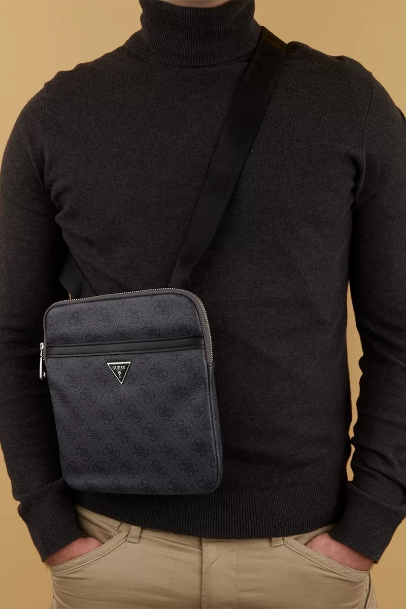 Guess Mılano Crossbody Flat Erkek Siyah Omuz Çantası HMEVZLP2223-BLA