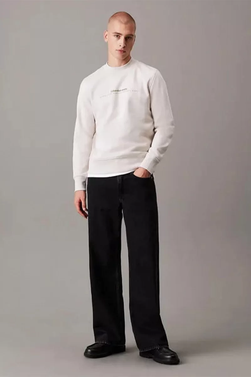 CK Jeans MINIMAL LOGO CREW NECK Erkek  Sweatshirt J30J327119-PDH
