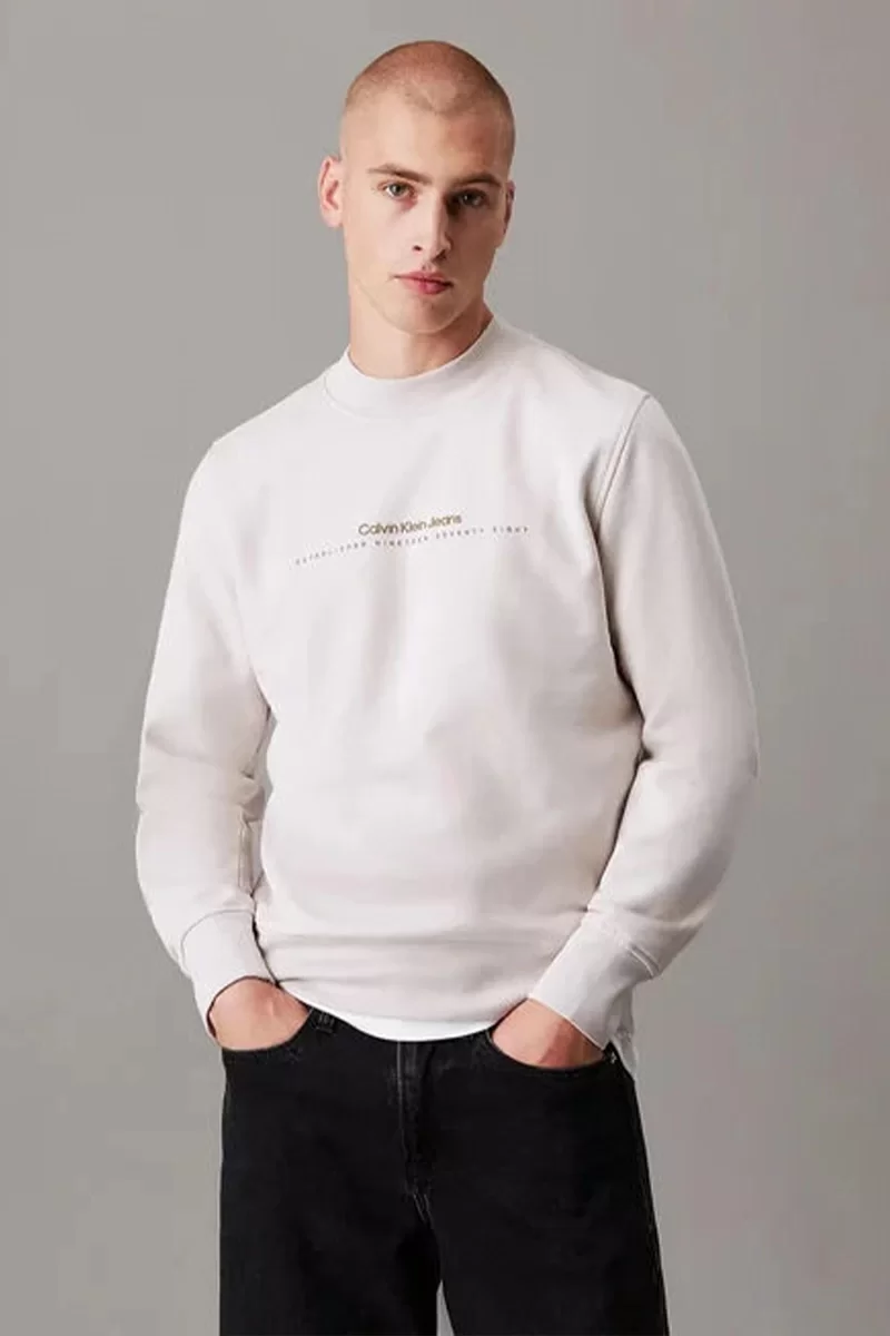 CK Jeans MINIMAL LOGO CREW NECK Erkek  Sweatshirt J30J327119-PDH