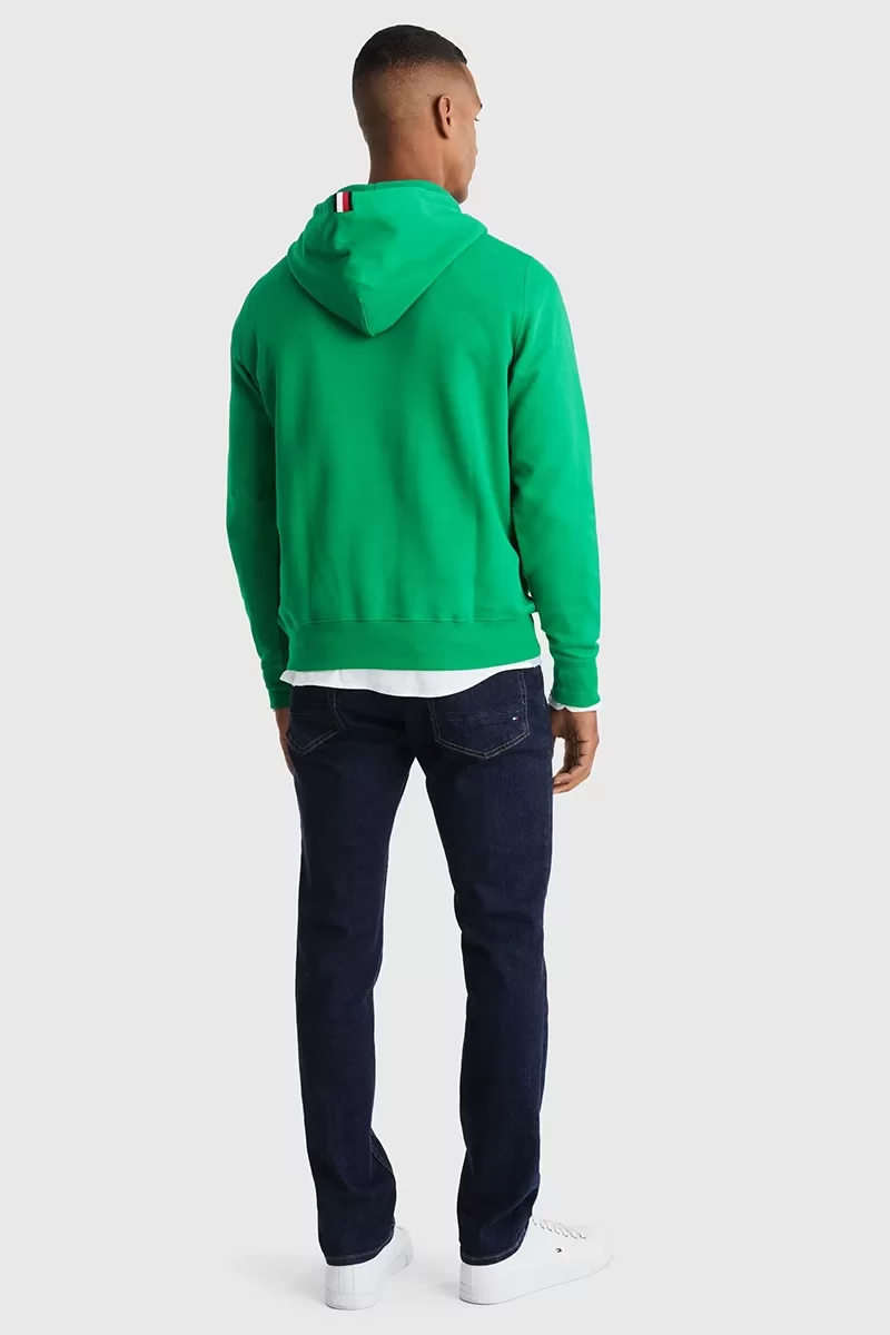 Tommy Hilfiger MONOGRAM IMD HOODIE Erkek Yeşil Sweatshirt MW0MW33646L4B