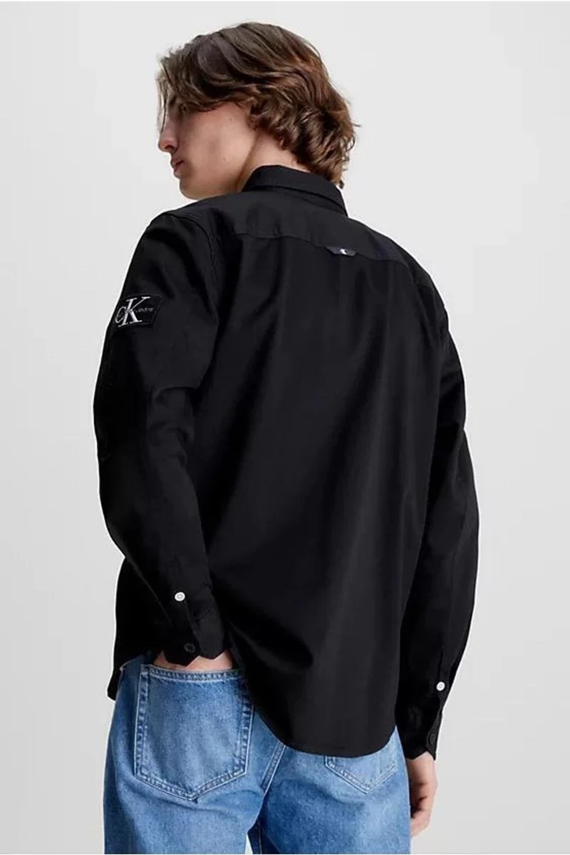 CK Jeans MONOLOGO BADGE RELAXED SHIRT Erkek Siyah Gömlek J30J323255-BEH