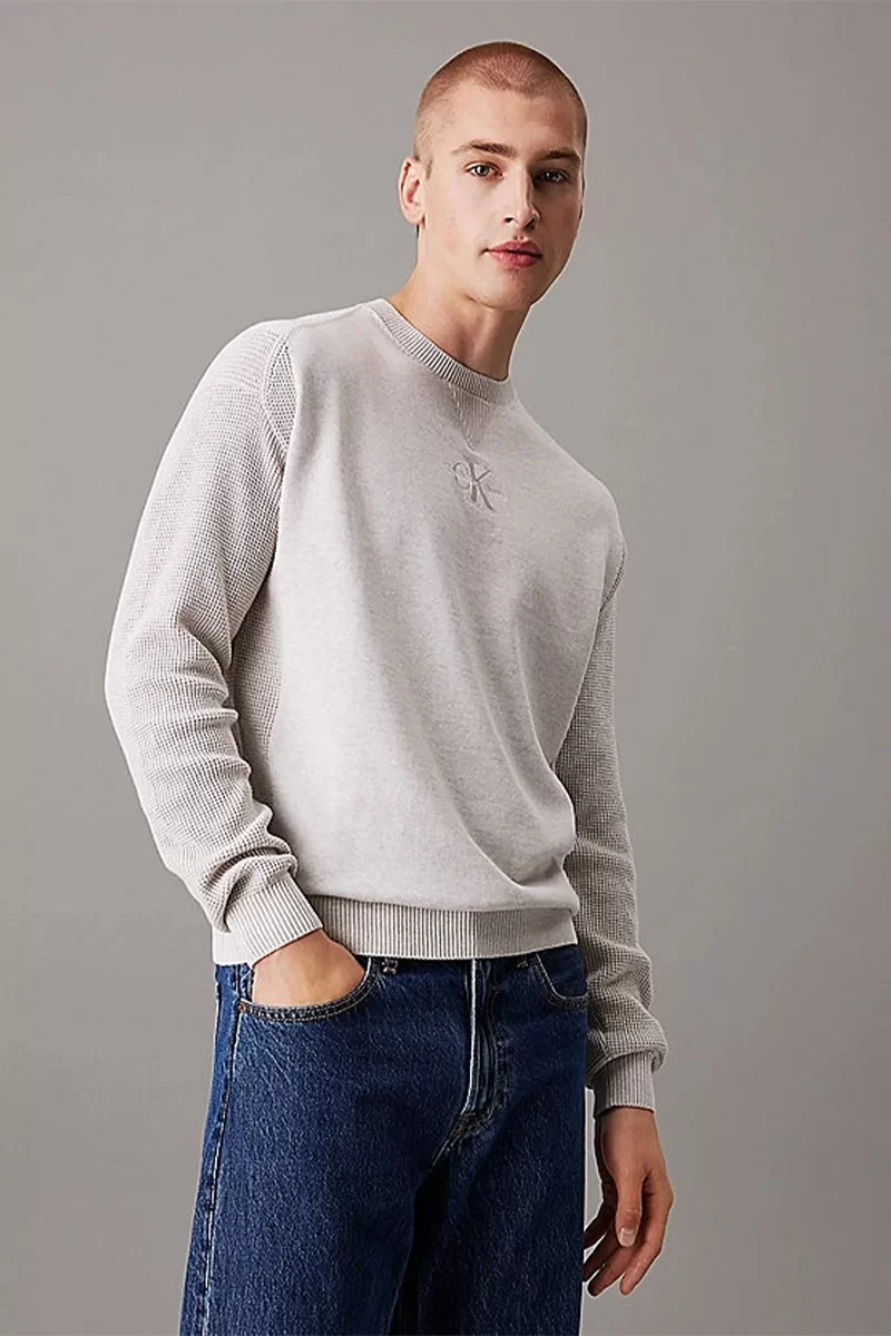 CK Jeans MONOLOGO SWEATER Erkek GRİ Kazak J30J325671-P6G