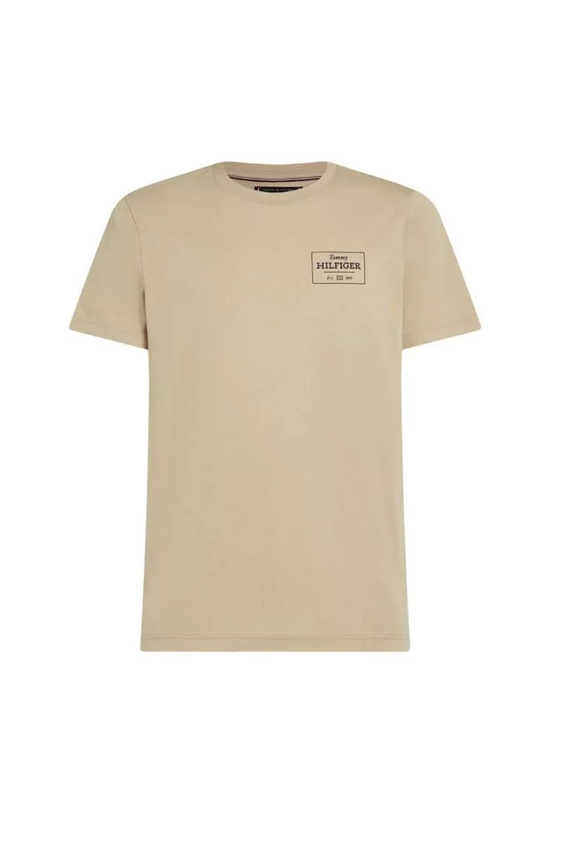 Tommy Hilfiger MONOTYPE PRINTED LABEL TEE Erkek bej T-shirt MW0MW37454RBT